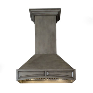 ZLINE Wooden Wall Mount Range Hood in Distressed Gray - Includes Remote Motor