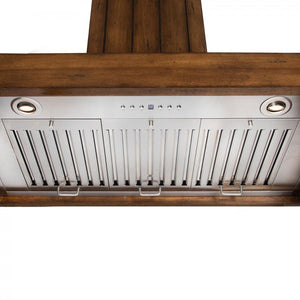 ZLINE Wooden Wall Mount Range Hood In Rustic Light Finish - Includes Motor