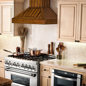 ZLINE Wooden Wall Mount Range Hood In Rustic Light Finish - Includes Motor